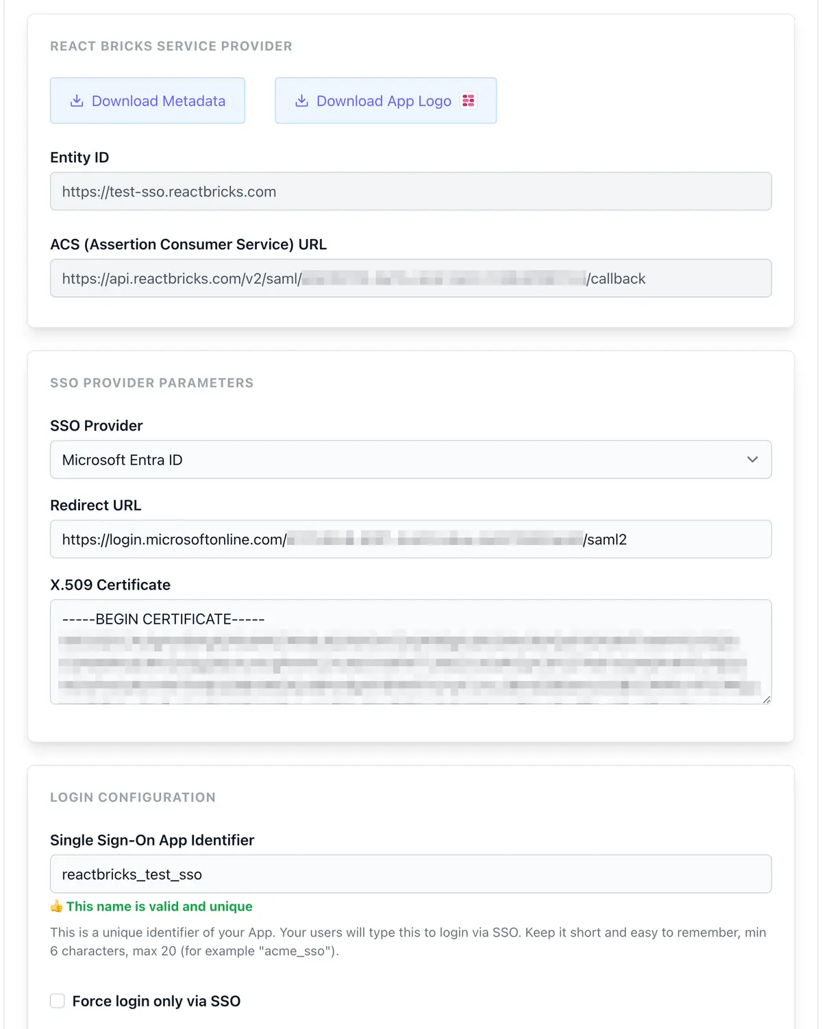 SSO Configuration